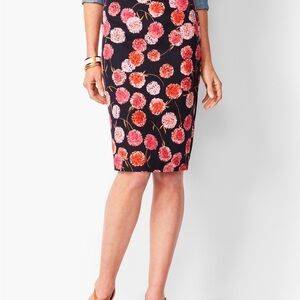 Talbots Black Mini Skirt with Pink and Red Floral Design